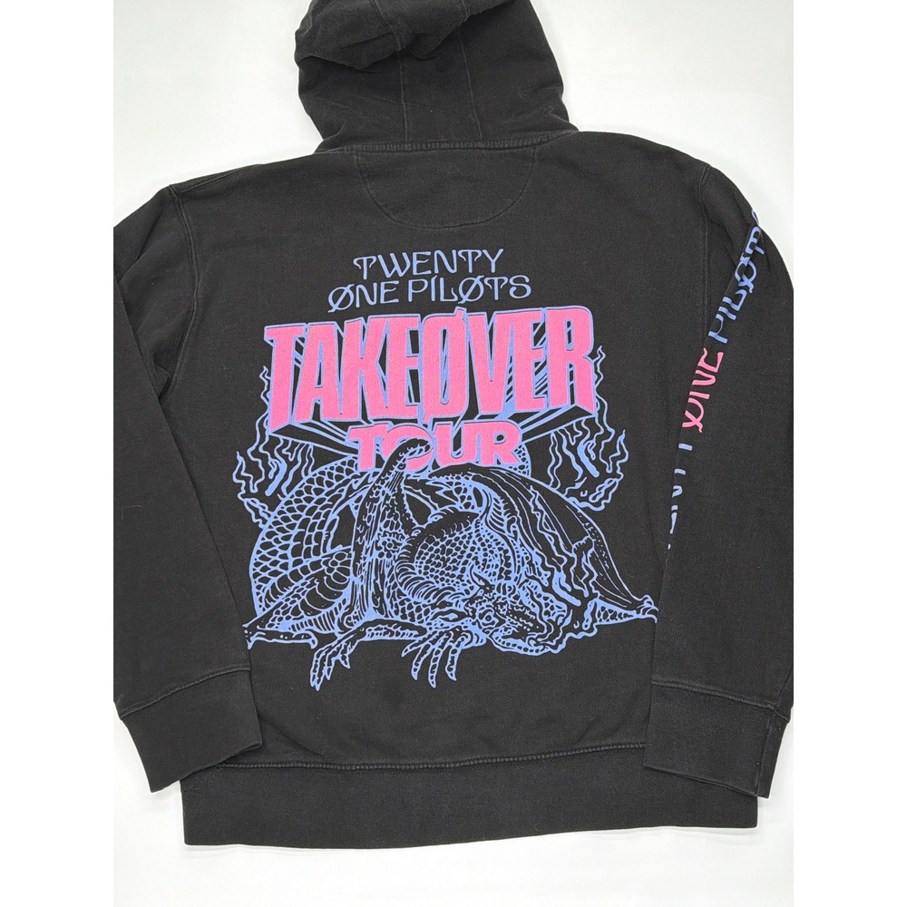 Twenty One Pilots Takeover Tour Black Hoodie Dragon Graphic Mens‎ Medium